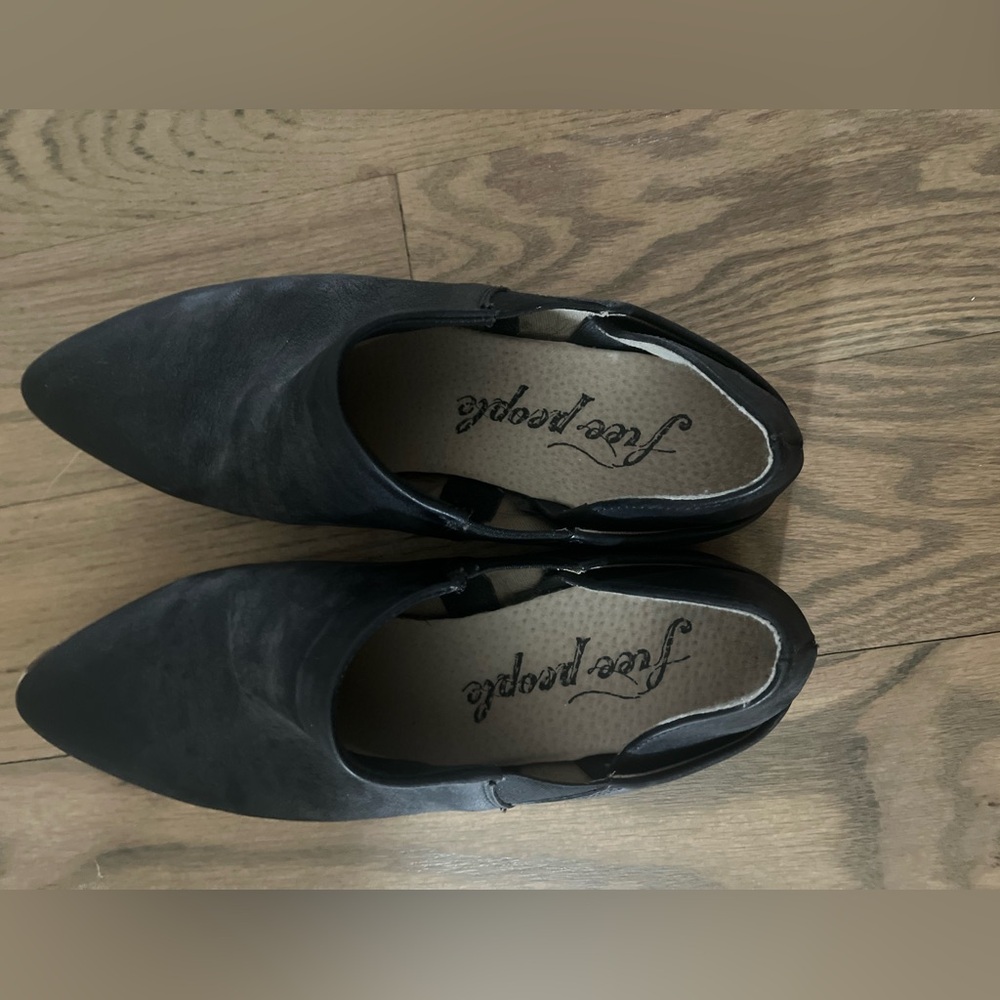 Free People pointed toe slip on mules with back